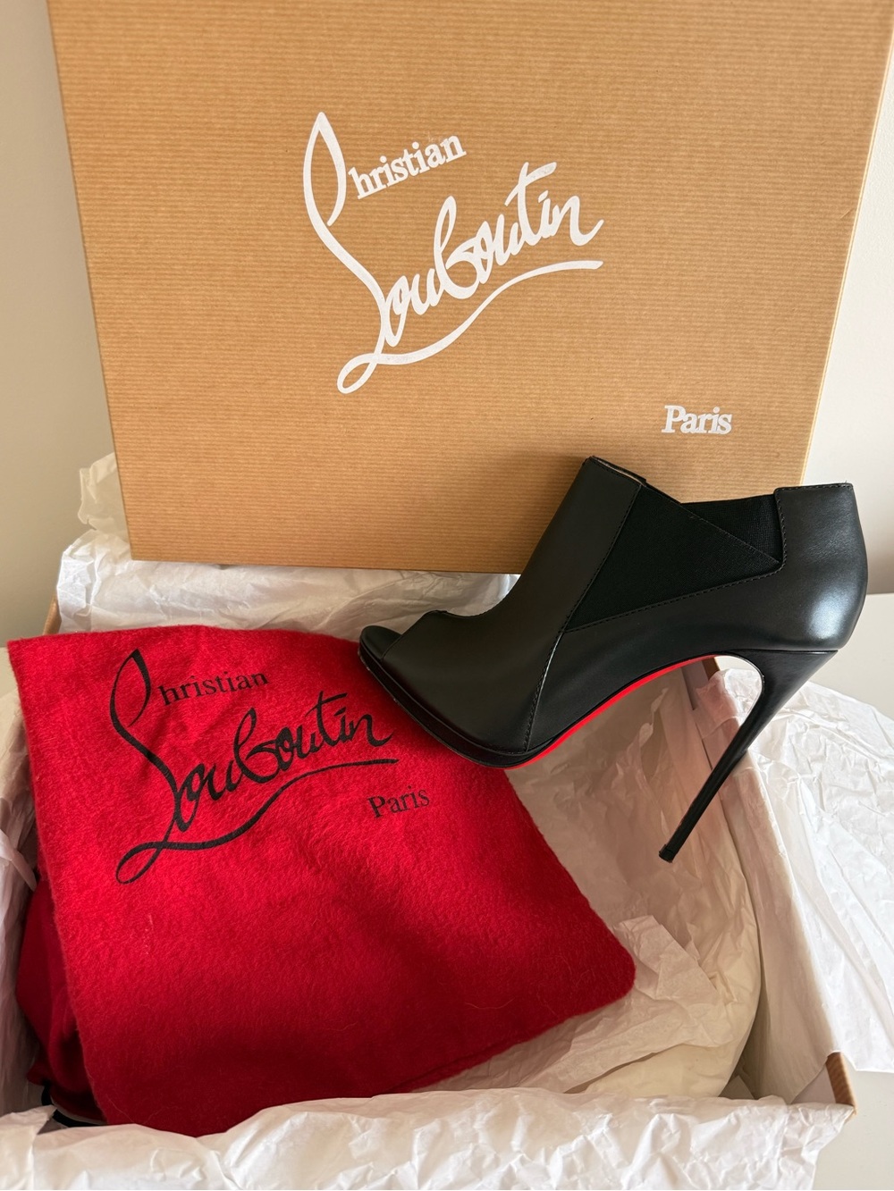 Christian Louboutin Bootstagram Stiletto Leather Heels - Black